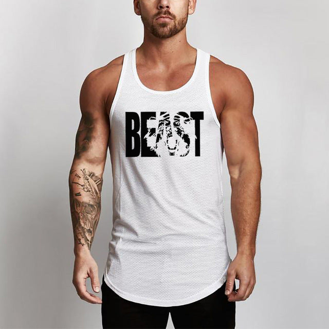 Fitness Slim Fit Vests Mesh Singlets Muscle Tops