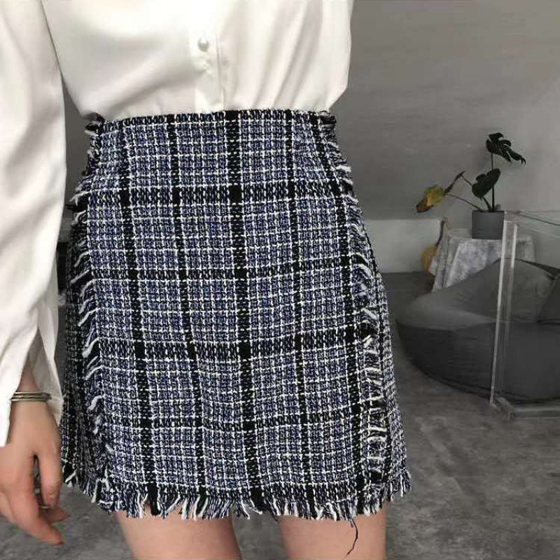 Mid Waist Above Knee Plaid Mini Skirt