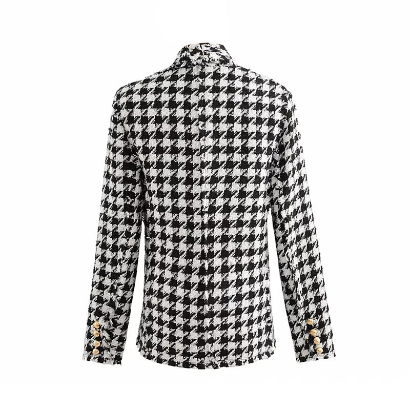 Houndstooth Thick Plaid Coat