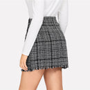 Mid Waist Above Knee Plaid Mini Skirt