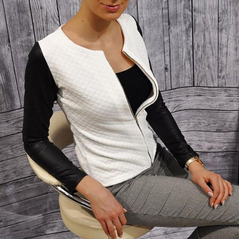 PU Leather Patchwork Short Jacket