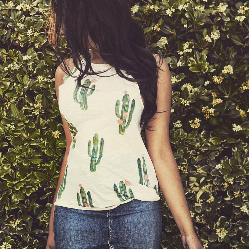 Summer Cactus Print Women T-Shirt