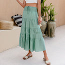 A-Line Long Elastic High Waist Skirt