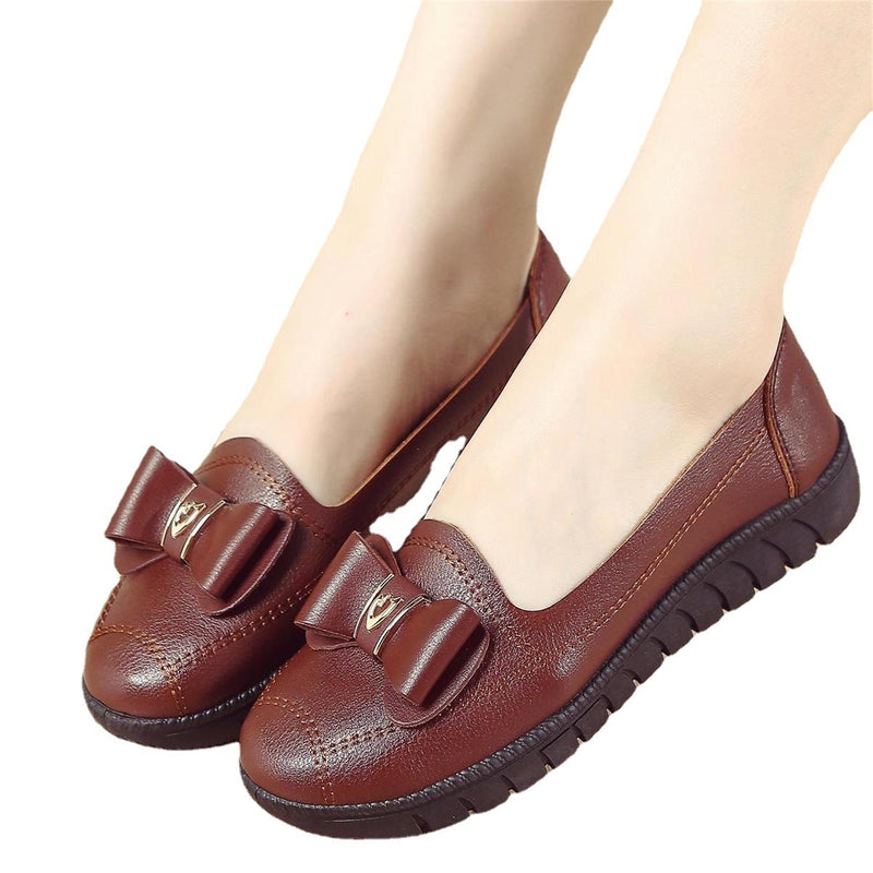 Soft Sole Low Heel Women's Leather Shoes