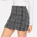 Mid Waist Above Knee Plaid Mini Skirt