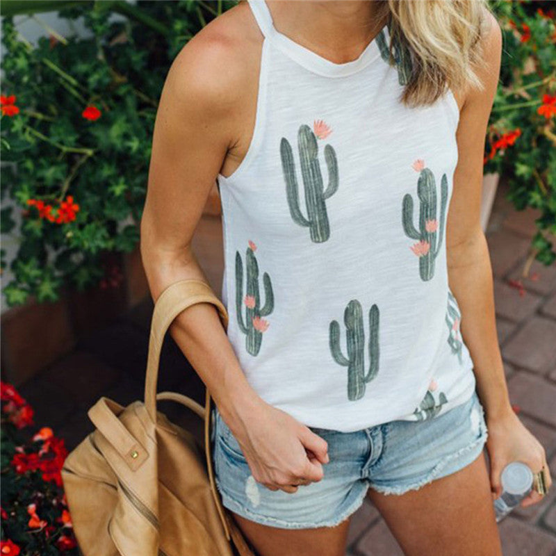 Summer Cactus Print Women T-Shirt