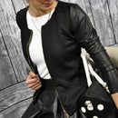 PU Leather Patchwork Short Jacket