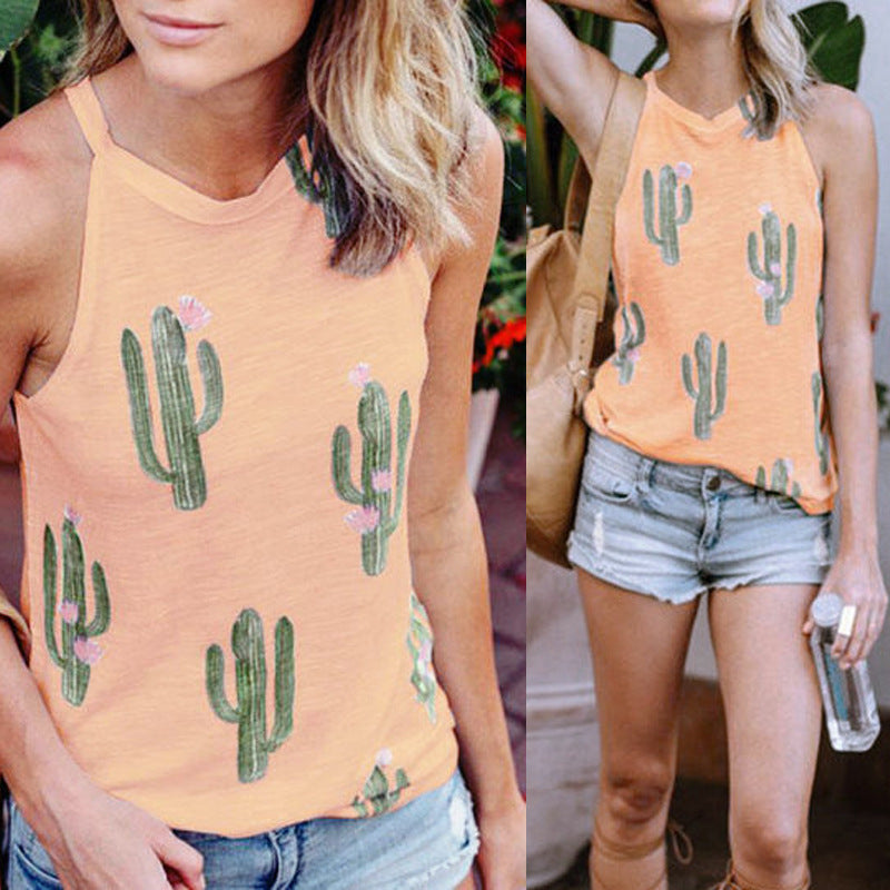 Summer Cactus Print Women T-Shirt