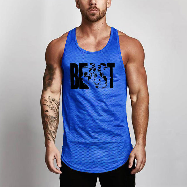 Fitness Slim Fit Vests Mesh Singlets Muscle Tops