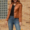 Women's Neck Leather Jacket