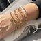 Gold Dainty Pearl Beads Link Bracelet Set