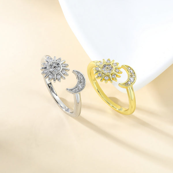 Opening Adjustable Star Moon Ring Set