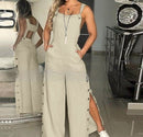 Wide Leg Side Buckle Jumpsuit