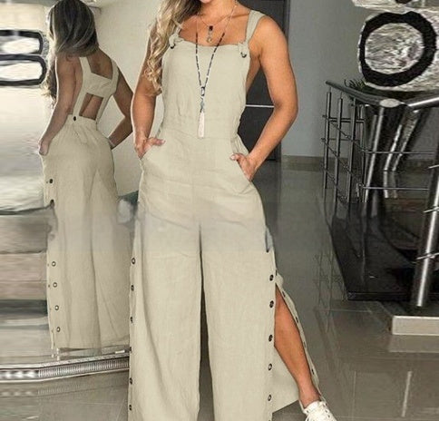 Wide Leg Side Buckle Jumpsuit