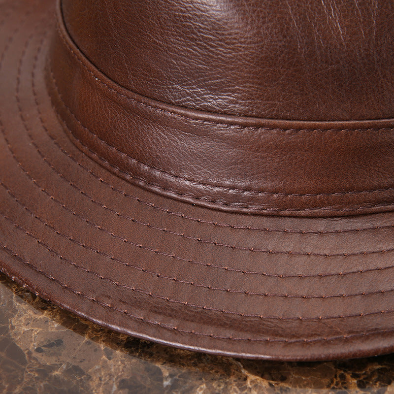 Men's And Women's Cowhide Hats With Big Eaves On The Street - Jessie's D Man