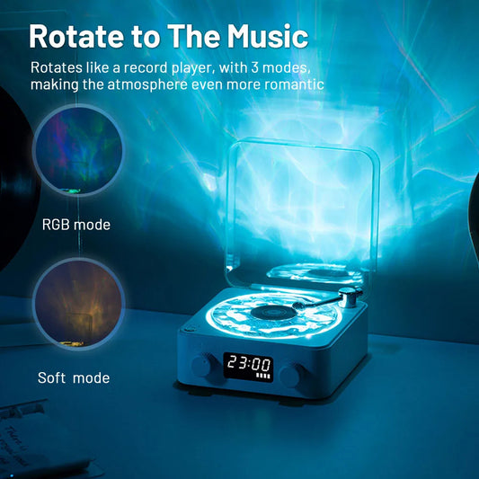 Retro Turntable Speaker Wireless Bluetooth 5.0 Vinyl Record Player Stereo Sound With White Noise RGB Projection Lamp Effect - Jessie's D Man