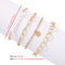 Gold Dainty Pearl Beads Link Bracelet Set