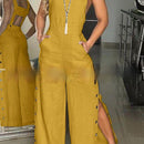 Wide Leg Side Buckle Jumpsuit