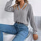 V-neck Twist Lantern Sleeve Pullover Sweater