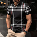 Men's Printed Plaid Striped Polo Shirt - Jessie's D Man