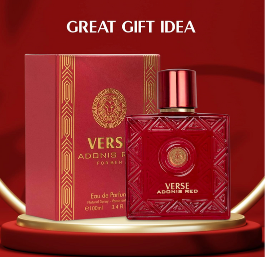 NovoGlow Verse Adonis Red for Men - 100ml Eau De Parfum Spray for Men - Long Lasting Fruity Warm & Floral Fragrance Smell Fresh All Day Long Gift for Men for All Occasions - Jessie's D Man