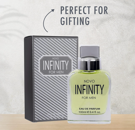 Novo Infinity for Men - 3.4 Fluid Ounce Eau De Parfum Spray for Men - Refreshing Citrusy & Floral Top Notes with Subtle Woody Undertones Smell Fresh All Day Long Gift for Men for All Occasions - Jessie's D Man