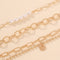 Gold Dainty Pearl Beads Link Bracelet Set