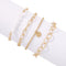 Gold Dainty Pearl Beads Link Bracelet Set