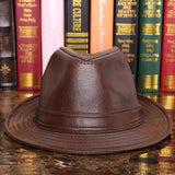 Men's And Women's Cowhide Hats With Big Eaves On The Street - Jessie's D Man