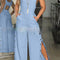 Wide Leg Side Buckle Jumpsuit