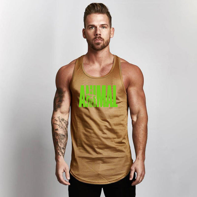 Fitness Slim Fit Vests Mesh Singlets Muscle Tops