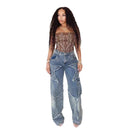 XINGX Fringed Burr Loose Straight Casual Pants