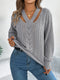 V-neck Twist Lantern Sleeve Pullover Sweater