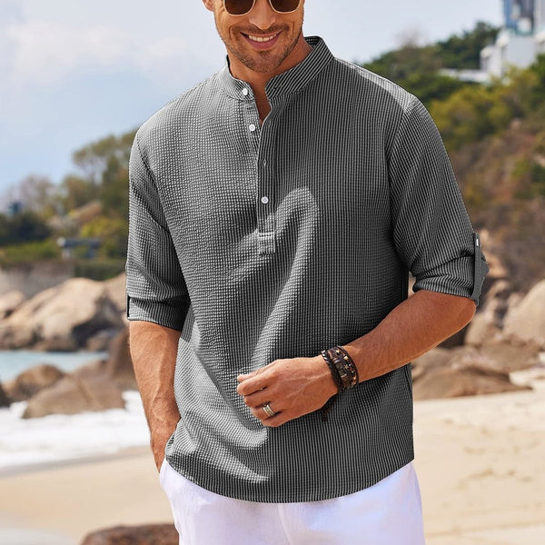 Men's Long Sleeve Stand Collar Shirt