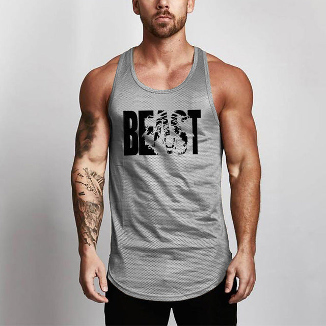 Fitness Slim Fit Vests Mesh Singlets Muscle Tops