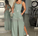 Wide Leg Side Buckle Jumpsuit