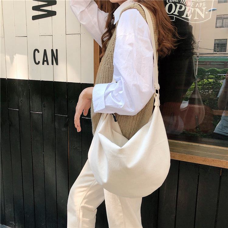 Simple Zipper Semicircle Shape Shoulder Bag