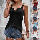 V-neck Double Strap Ribbed Top