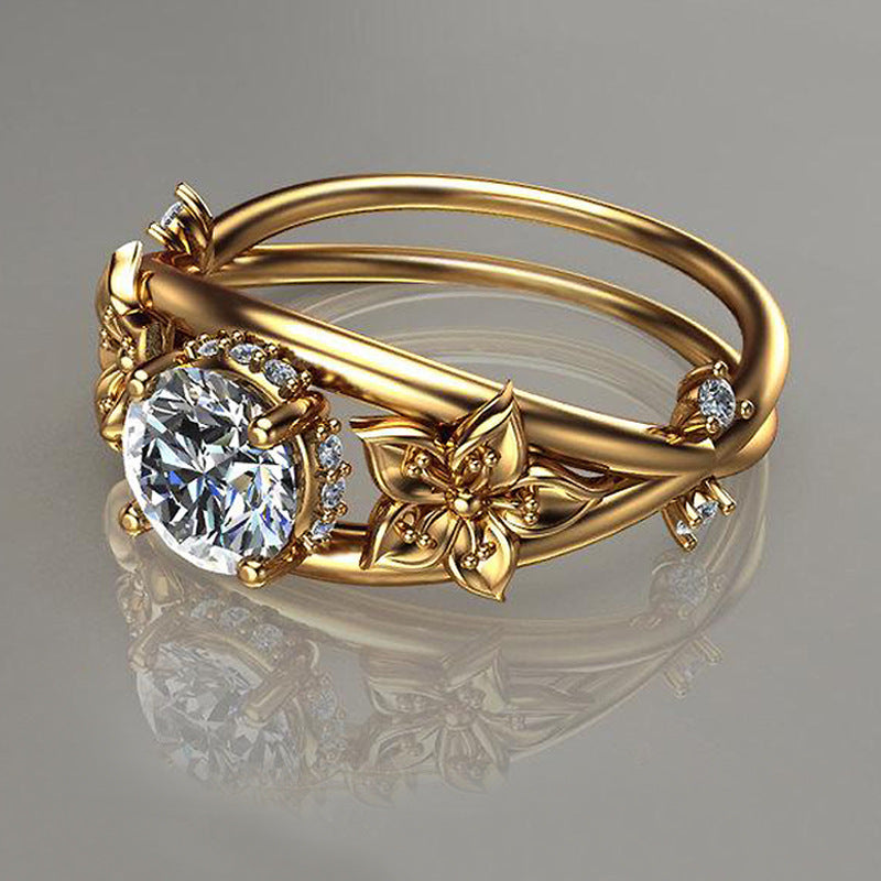 Double Layer Floral Sparkling Ring