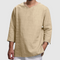 Loose Casual V-neck Linen Long Sleeve Shirt