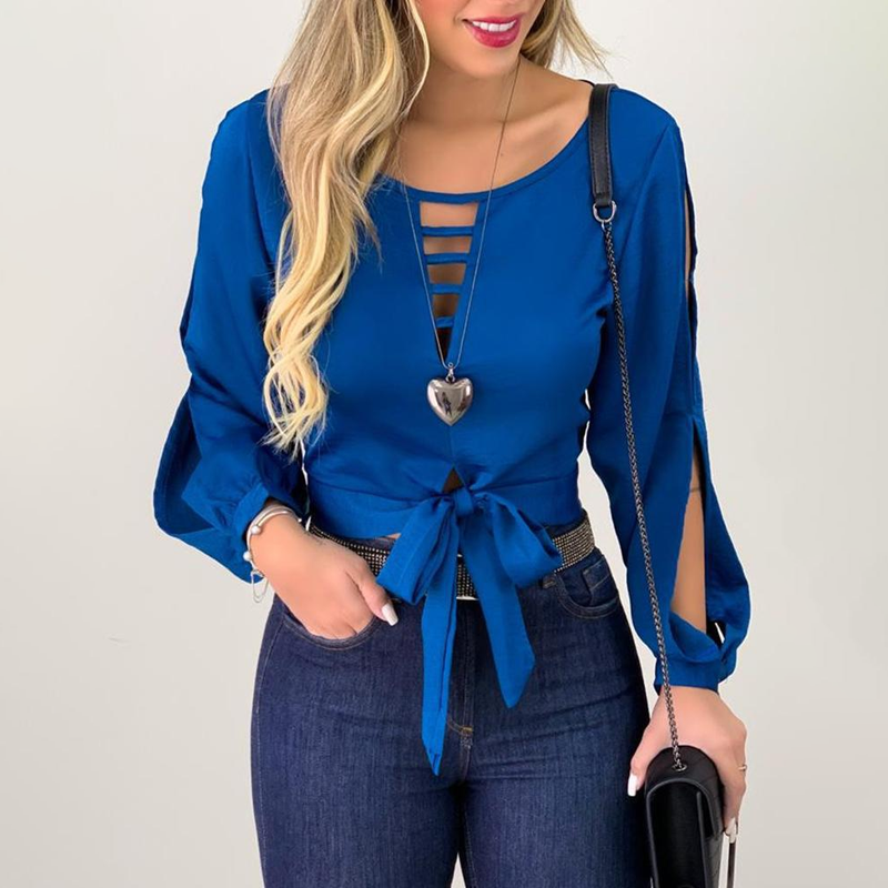 Lace-Up Tie Front Cut Out Top