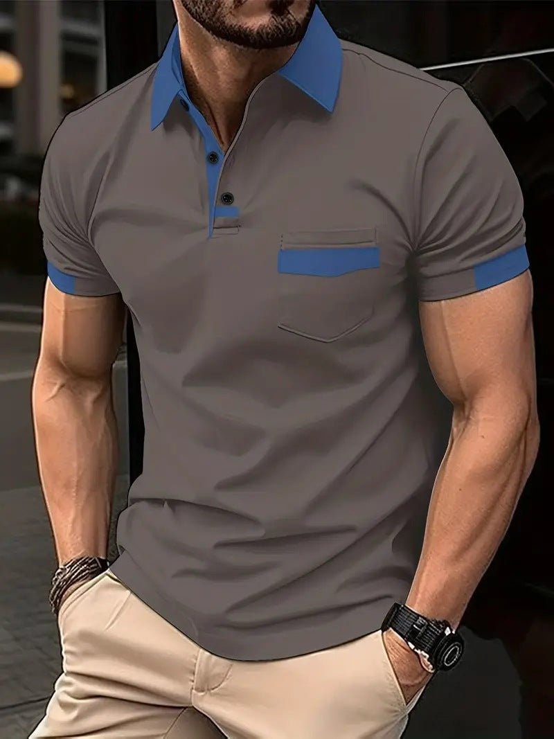 Men's Color Matching Pocket Polo Shirt Sports - Jessie's D Man